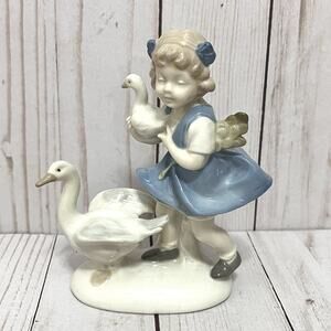 Vintage Lippelsdorf GDR Porcelain Village Girl w/Geese Figurine